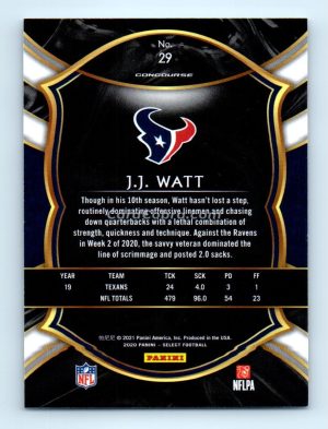 2020 Panini Select #29 J.J. Watt Houston Texans