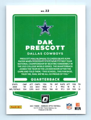 2021 Donruss Optic #22 Dak Prescott Dallas Cowboys