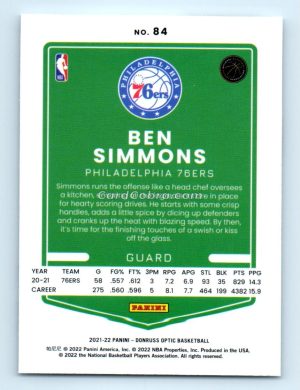 2021 Donruss Optic #84 Ben Simmons Philadelphia 76ers