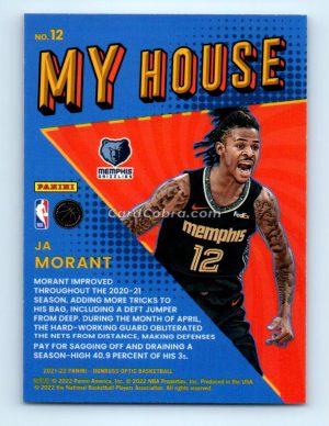 2021 Donruss Optic My House #12 Ja Morant Memphis Grizzlies