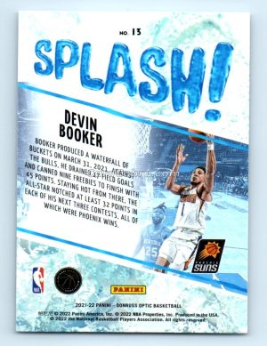 2021 Donruss Optic Splash #13 Devin Booker Phoenix Suns