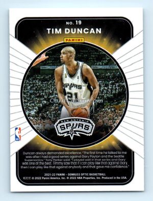 2021 Donruss Optic Winner Stays #19 Tim Duncan San Antonio Spurs