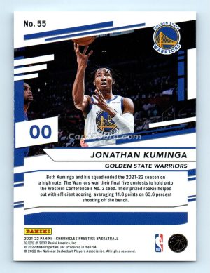 2021 Panini Chronicles Prestige #55 Jonathan Kuminga Golden State Warriors Rookie Card