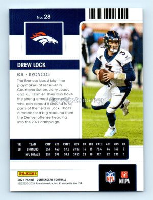 2021 Panini Contenders #28 Drew Lock Denver Broncos