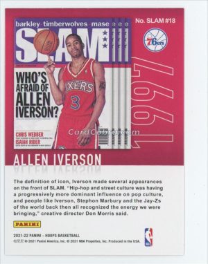 2021 Panini Hoops #SLAM #18 Allen Iverson Philadelphia 76ers