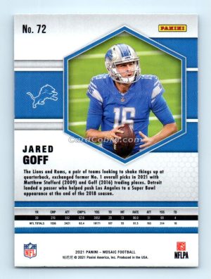 2021 Panini Mosaic #72 Jared Goff Detroit Lions