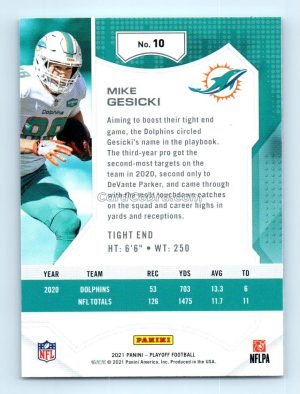 2021 Panini Playoff #10 Mike Gesicki Miami Dolphins