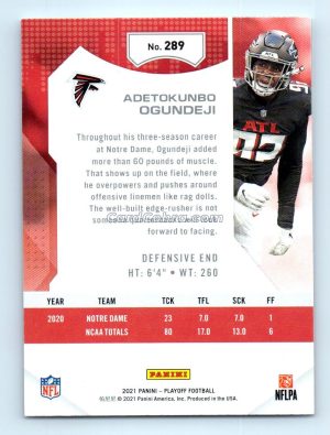 2021 Panini Playoff #289 Adetokunbo Ogundeji Atlanta Falcons Rookie Card