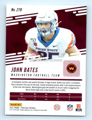 2021 Panini Prestige #279 John Bates Washington Football Team Rookie Card