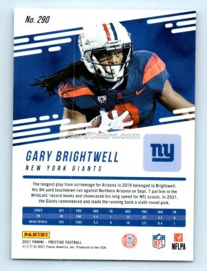 2021 Panini Prestige #290 Gary Brightwell New York Giants Rookie Card