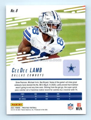 2021 Panini Prestige #8 CeeDee Lamb Dallas Cowboys