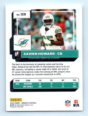 2022 Donruss #129 Xavien Howard Miami Dolphins