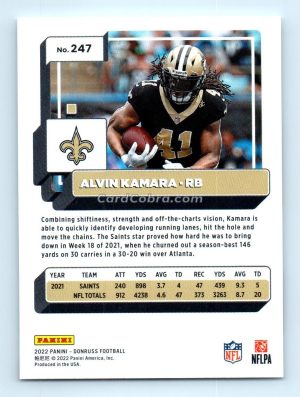 2022 Donruss #247 Alvin Kamara New Orleans Saints