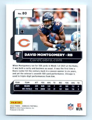 2022 Donruss #80 David Montgomery Chicago Bears