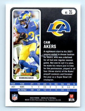 2022 Panini Absolute #35 Cam Akers Los Angeles Rams