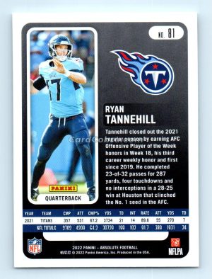 2022 Panini Absolute #81 Ryan Tannehill Tennessee Titans