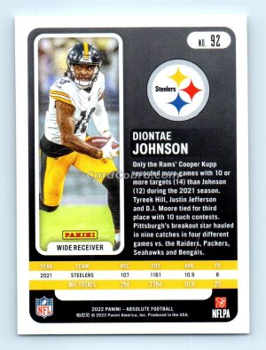 2022 Panini Absolute #92 Diontae Johnson Pittsburgh Steelers