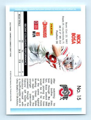 2022 Panini Chronicles Draft Picks Donruss Retro #15 Nick Bosa Ohio State Buckeyes