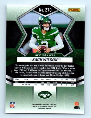 2022 Panini Mosaic #270 Zach Wilson New York Jets