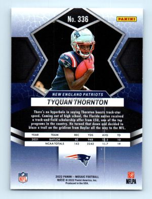 2022 Panini Mosaic #336 Tyquan Thornton New England Patriots Rookie Card