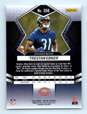 2022 Panini Mosaic #356 Trestan Ebner Chicago Bears Rookie Card