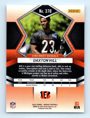 2022 Panini Mosaic #378 Daxton Hill Cincinnati Bengals Rookie Card