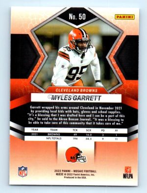 2022 Panini Mosaic #50 Myles Garrett Cleveland Browns