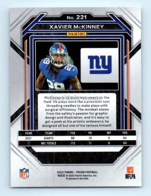 2022 Panini Prizm #221 Xavier McKinney New York Giants