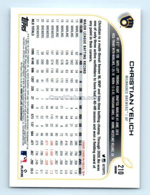 2022 Topps Chrome #210 Christian Yelich Milwaukee Brewers