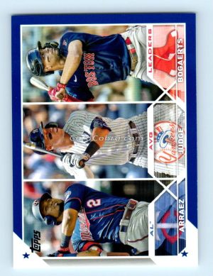 2023 Topps #289 Luis Arraez/Aaron Judge/Xander Bogaerts Royal Blue Minnesota Twins/New York Yankees/Boston Red Sox